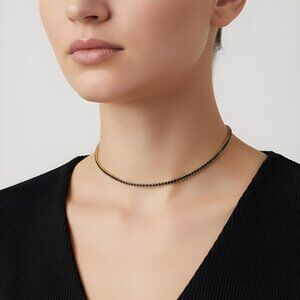 Choker Adjustable tennis necklaces 2mm pave zirconias (BLUE)  14" UNTIL 19"